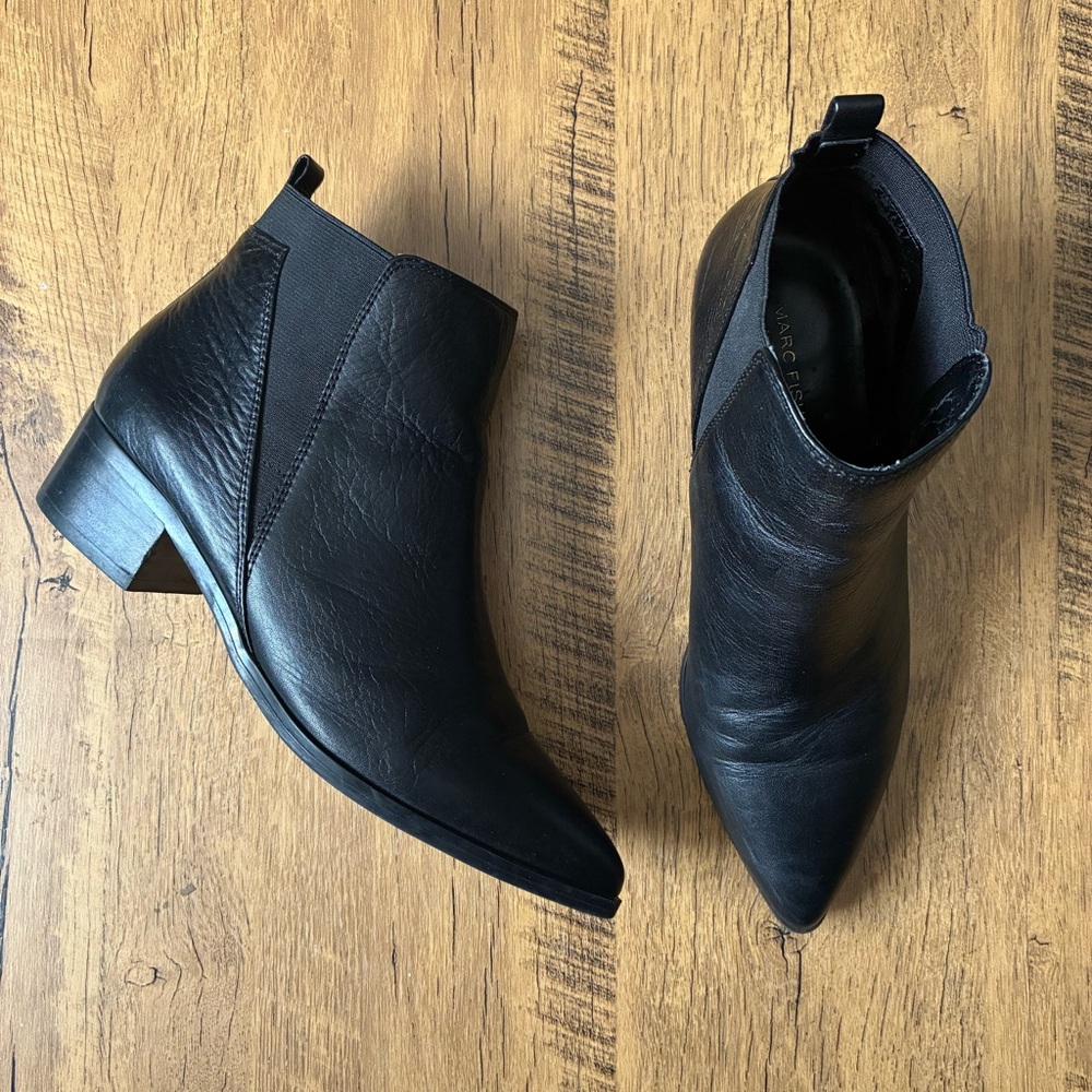 Marc Fisher Black Leather Chelsea Boots Pointed Toe
